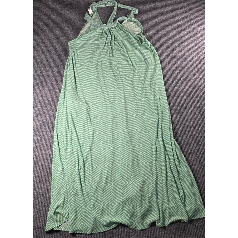 Janette Plus Green Geometric Diamond Halter Maxi Dress 3X SD1442 Sleeveless